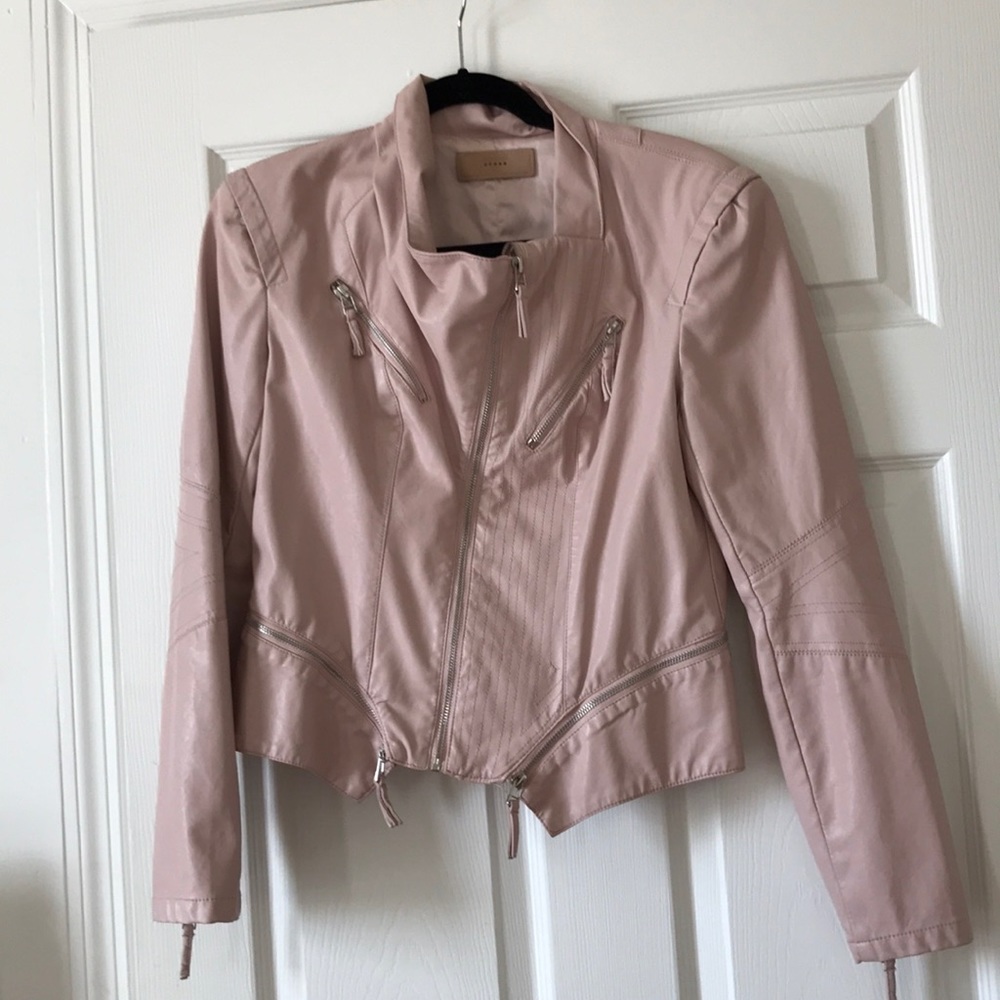 baby pink leather jacket
